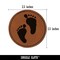 Cute Baby Footprints Silhouette Round Iron-On Engraved Faux Leather Patch Applique - 2.5"